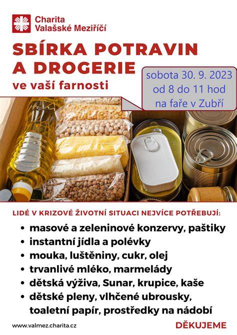 sbírka potravin Rajhrad košíky