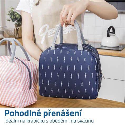 Černá puntíkovaná termotaška na oběd