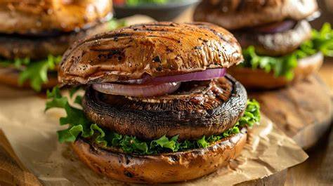 Portobello burger s houskou a zeleninou