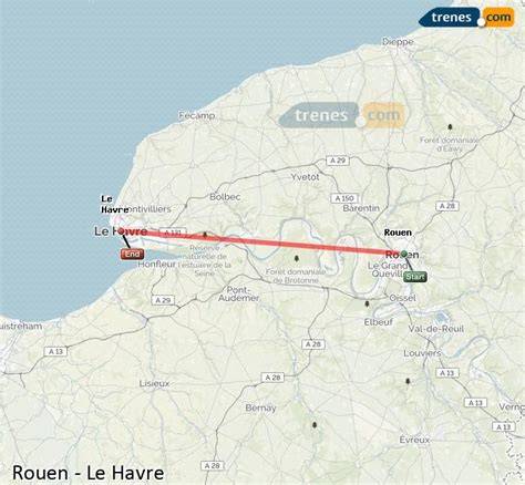 Francie 1870 Rouen Le Havre mapa