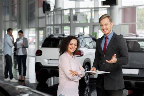 prodejce automobilů a předávání klíčů
