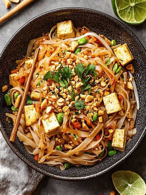 veganský Pad Thai tofu tacos květák